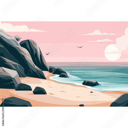 Beach beach illustration landscape vector