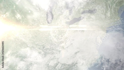 Wallpaper Mural Earth zoom in from space and focus on Kettering, Ohio, USA. Background for travel blog or intro. Satellite view. 3D style animation. Images from NASA. Torontodigital.ca