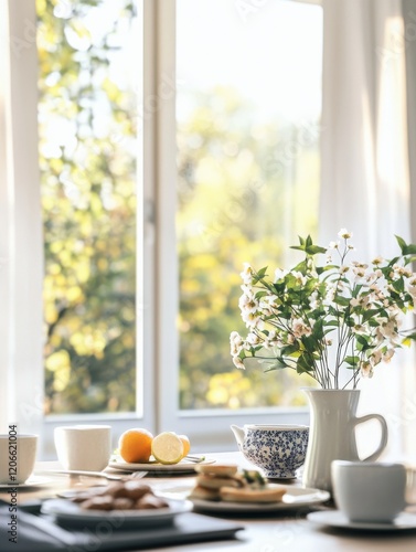 Wallpaper Mural A mindful eating breakfast, in a serene dining room, emphasizing the practice of mindful eating Torontodigital.ca