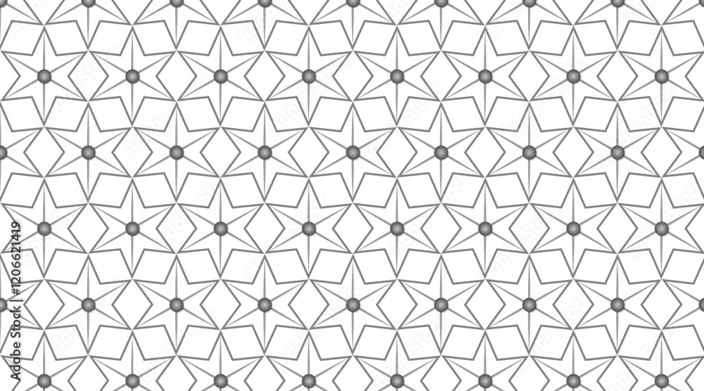 Fototapeta premium Hexagonal star shape luxury pattern background | Pattern background with geometric shape | Star shape vector background with black color and 3d circle