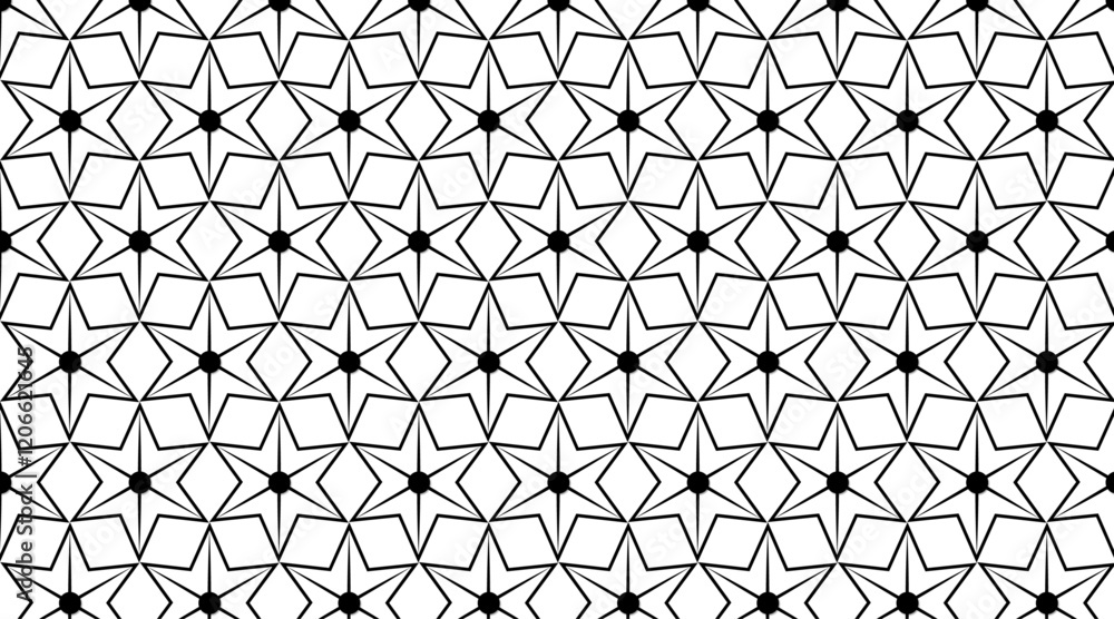 Fototapeta premium Hexagonal star shape luxury pattern background | Pattern background with geometric shape | Star shape vector background with black color with dotted shape