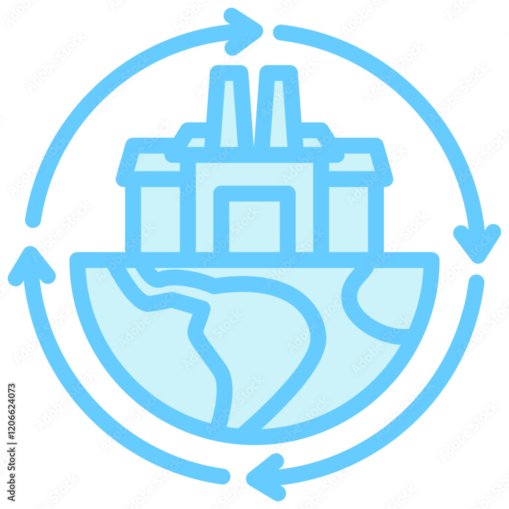 Obraz premium Climate Action dual tone blue color icon. use for modern concept, print, UI, UX kit, web and app development. Vector EPS 10, related to business, green industry, eco friendly and economy .