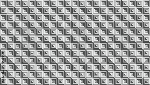 Grayscale Geometric Square Pattern with Dimensional Depth