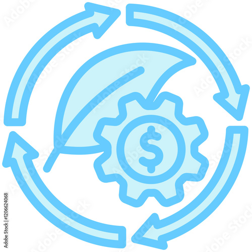 Circular Economy dual tone blue color icon. use for modern concept, print, UI, UX kit, web and app development. Vector EPS 10, related to business, green industry, eco friendly and economy .