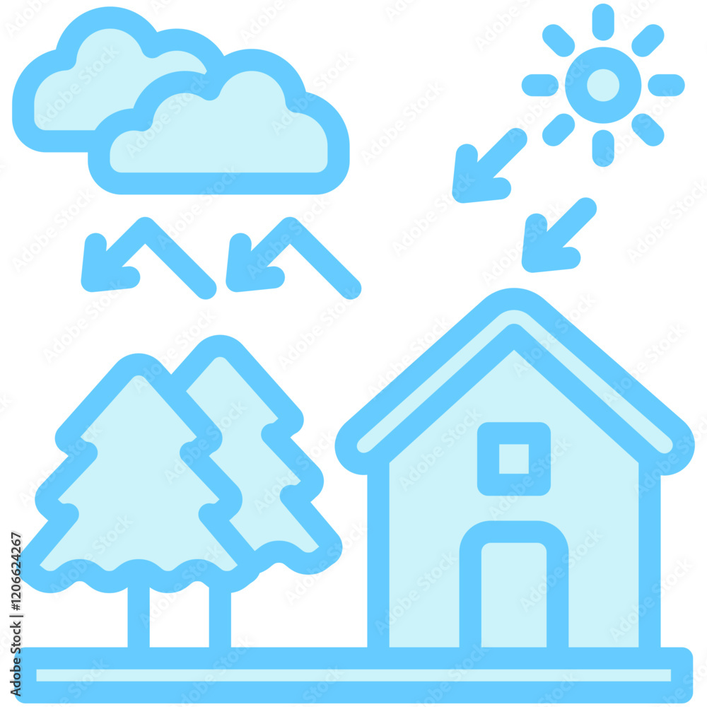 Obraz premium Greenhouse Gas dual tone blue color icon. use for modern concept, print, UI, UX kit, web and app development. Vector EPS 10, related to business, green industry, eco friendly and economy .
