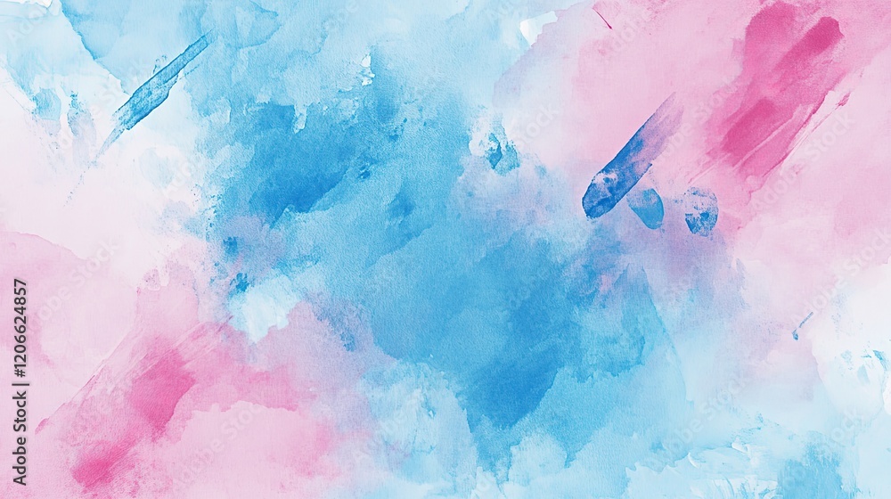 Fototapeta premium Soft Blush Pink and Strong Blue Abstract Watercolor Background