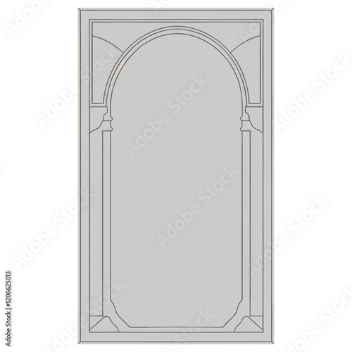 Minimal thin line muslim luxury ornate frame arched design architectural vector