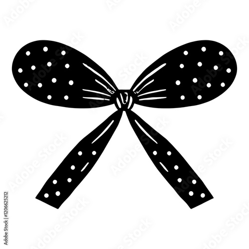 Tiny swirl bow ribbon minimalist black art vector