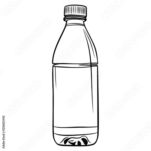 Mineral water bottle art drawing simple vector