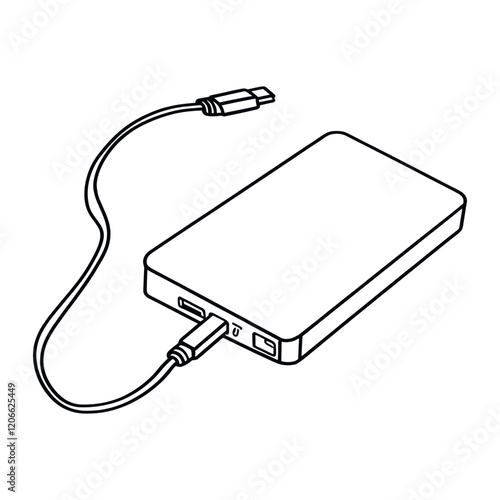 Powerbank charger electronics line art vector