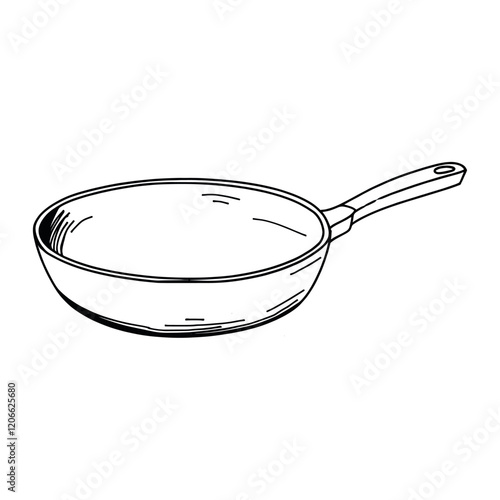 Pan cookware drawing white vector