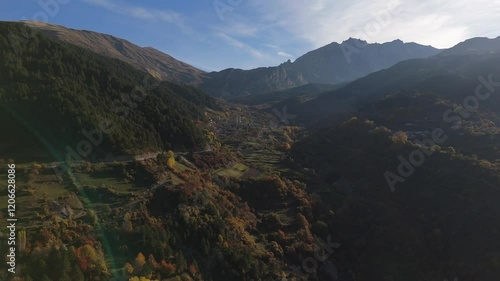 Fast Aerial Journey Over Diber Valley, Radomire, Albania photo