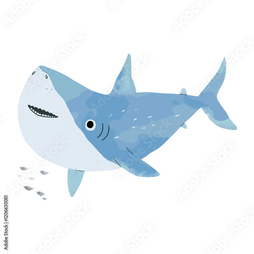 Cute shark whimsical fish art vector