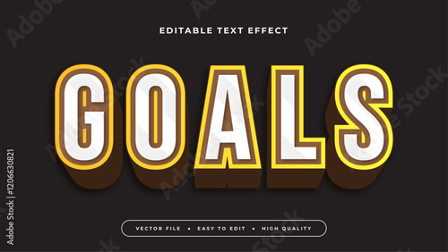 goals editable text effect with white black gold brown bold gradient style