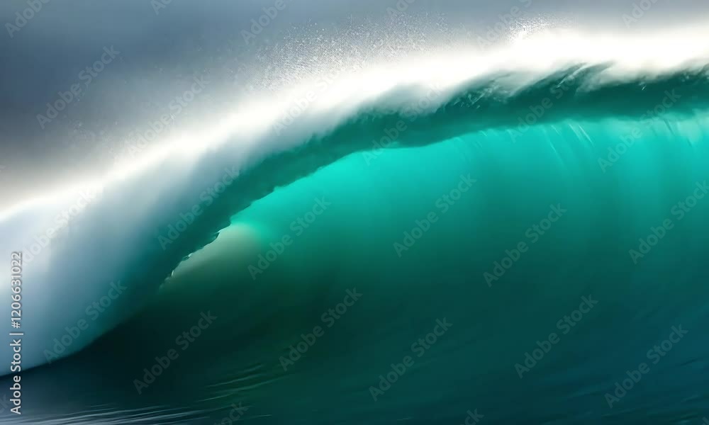 Dynamic ocean wave with turquoise and blue hues, powerful and dramatic movement, scenic coastal landscape Dynamic ocean wave with turquoise and blue hues, powerful and dramatic movement, scenic coastal landscape