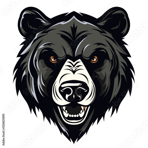 Black bear head retro logo illustration wildlife animal vector