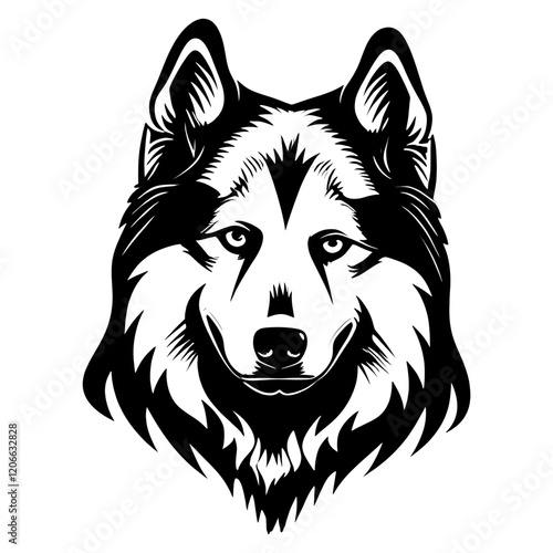 Collection portrait Alaskan Malamute dog animal wolf art vector