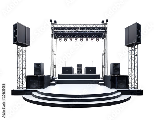 Professional Black and White Stage Setup for Event or Concert