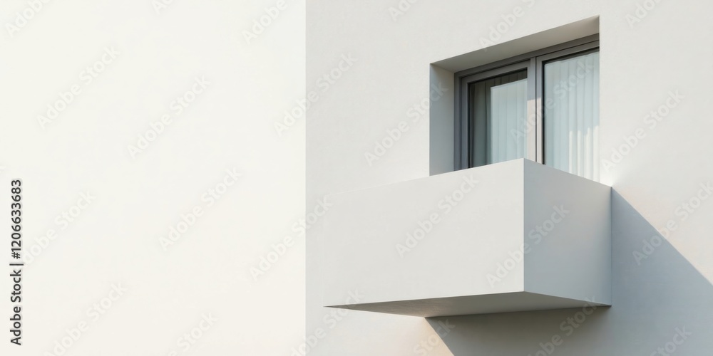 Fototapeta premium Minimalist Modern Balcony Design Featuring a Simple White Structure and Window