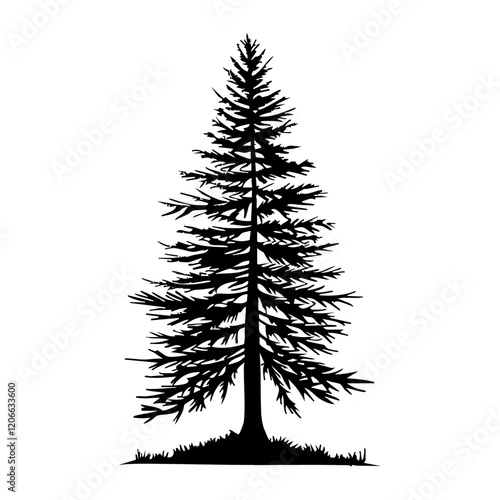 A pine tree illustration silhouette black vector