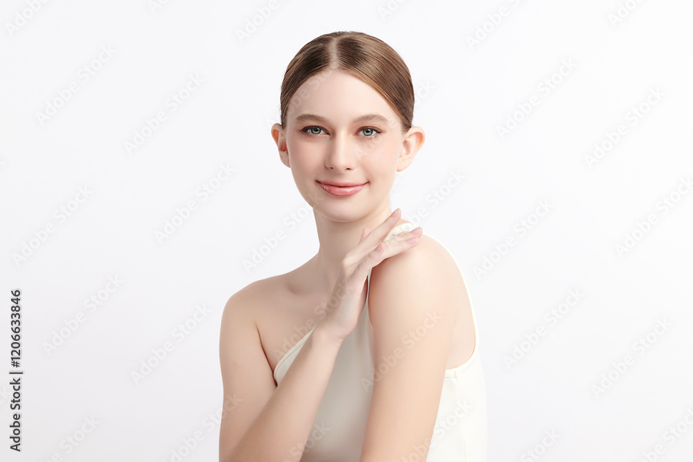 Beautiful young woman with clean fresh skin on white background, Face care, Facial treatment, Cosmetology, beauty and spa, women portrait. Beautiful young woman with clean fresh skin on white background, Face care, Facial treatment, Cosmetology, beauty and spa, women portrait.