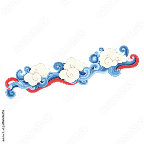 Chinese Auspicious clouds illustration white blue vector