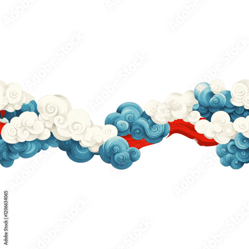 Chinese Auspicious clouds illustration white blue vector