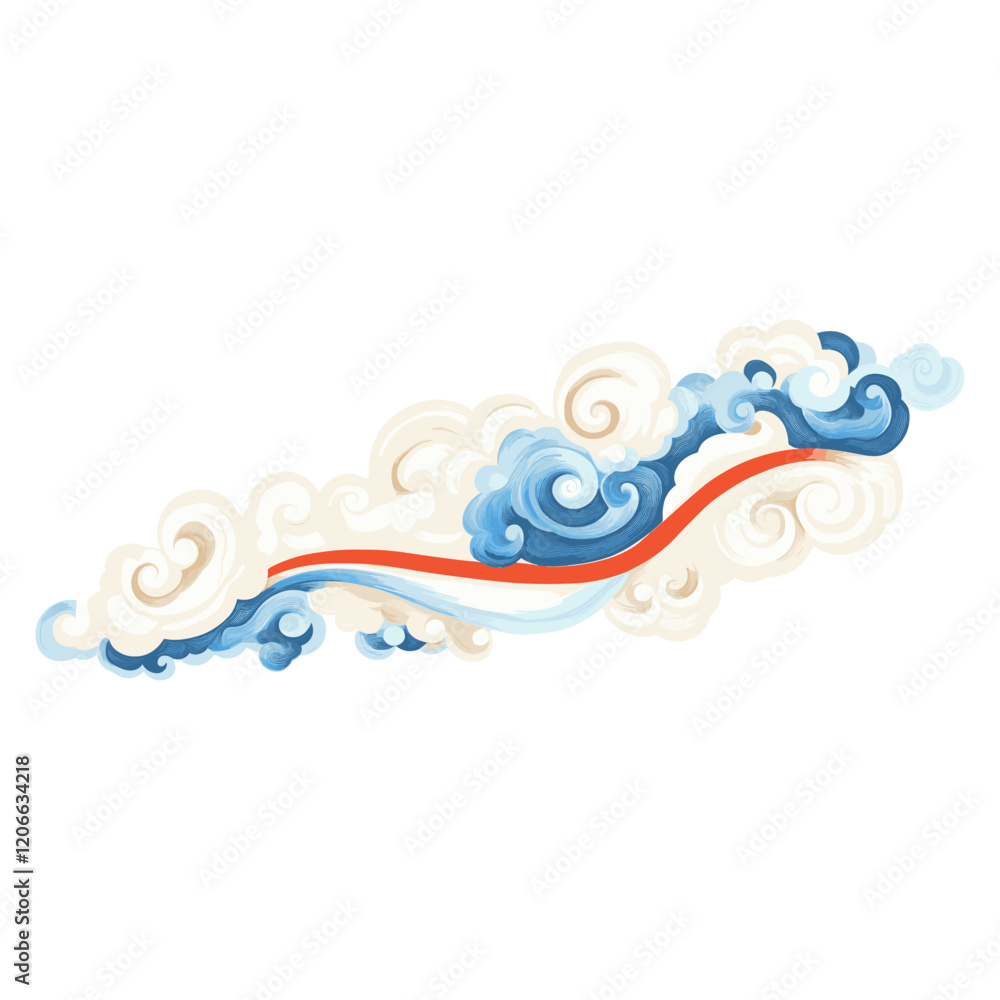 Chinese Auspicious clouds illustration white blue vector Chinese Auspicious clouds illustration white blue vector