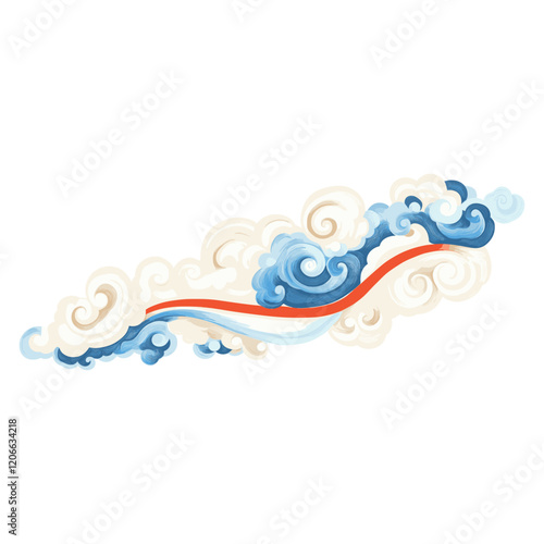 Chinese Auspicious clouds illustration white blue vector