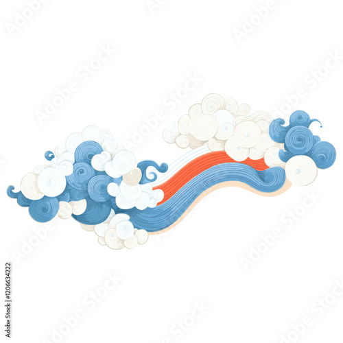 Chinese Auspicious clouds illustration white blue vector
