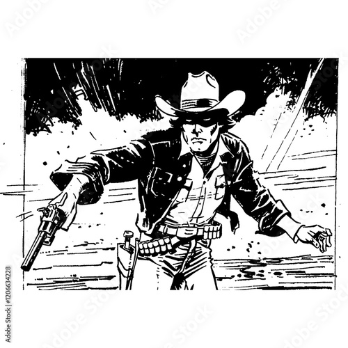 Cowboy comics illustration vintage vector