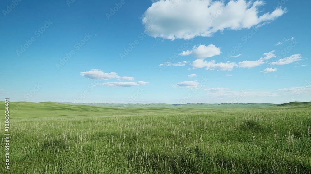 Vast Green Meadow under Blue Sky Vast Green Meadow under Blue Sky
