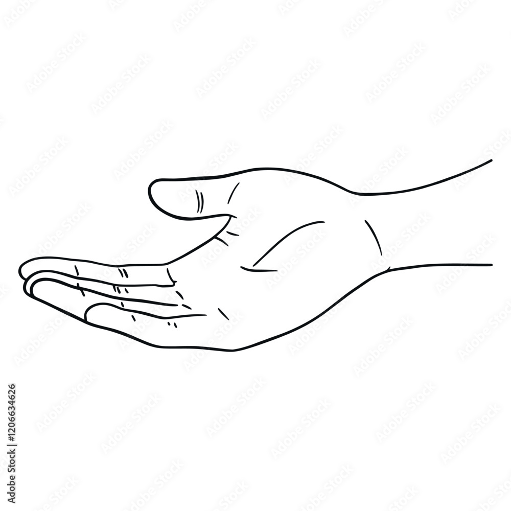 Hand holding empty space drawing art simple vector Hand holding empty space drawing art simple vector