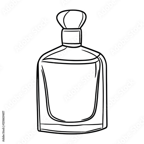 Perfume bottle drawing white line vector