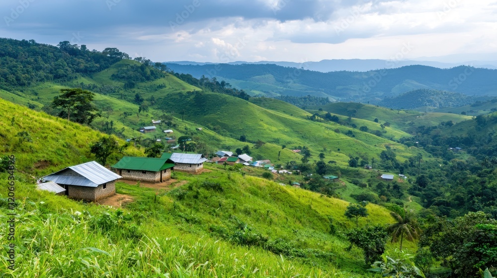 Rural Village nestled in Lush Green Hills Rural Village nestled in Lush Green Hills