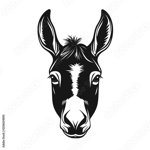 Mule face linear illustration animal donkey vector
