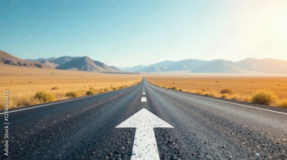 Asphalt Arrow A Journey Towards an Uncertain Horizon on a Long, Straight Road Through a Desert Landscape