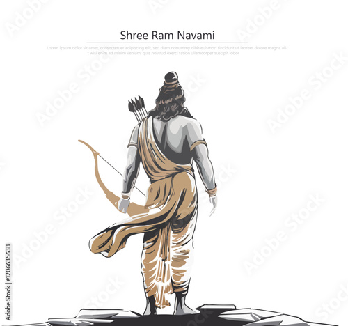 Vector illustration depicting Lord Ram, a significant figure in Hindu mythology