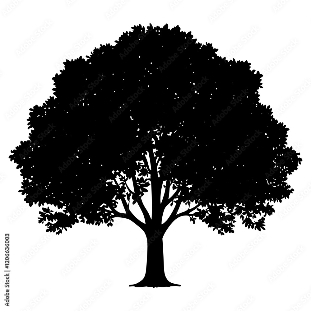 Fototapeta premium Big tree silhouette illustration nature vector