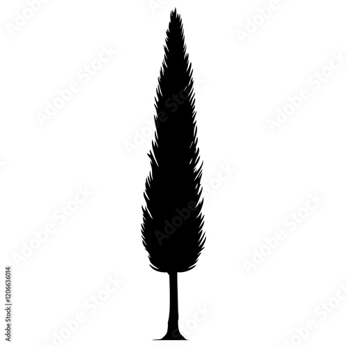 Cypress tree silhouette illustration nature vector