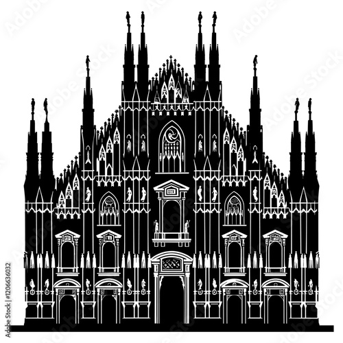 Duomo di Milano architecture illustration silhouette vector