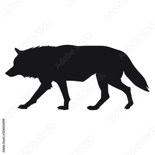 Wolf walking silhouette illustration animal vector