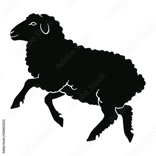 Sheep jumping silhouette illustration livestock animal vector