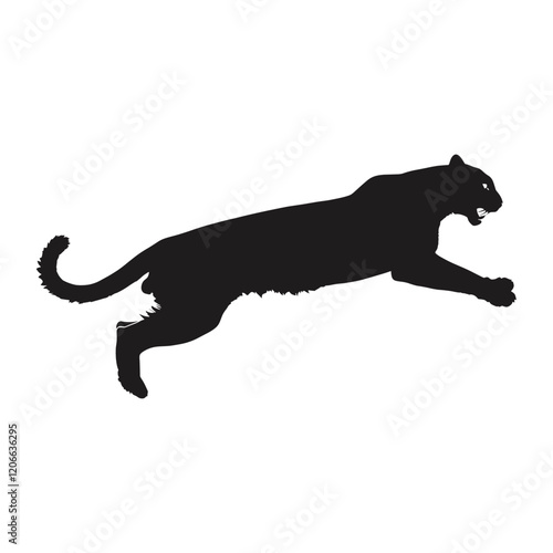 Puma jumping silhouette illustration wildlife panther vector