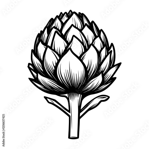 Simple half artichoke linear illustration vegetable design vector