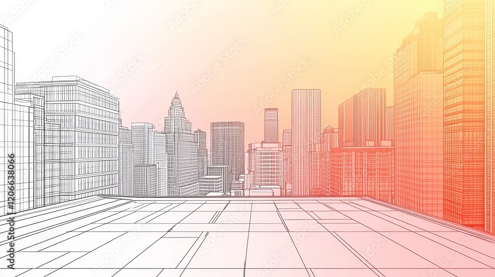 A stylized city skyline illustration with a gradient background. A stylized city skyline illustration with a gradient background.