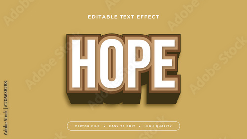 hope editable text effect with white brown bold gradient style