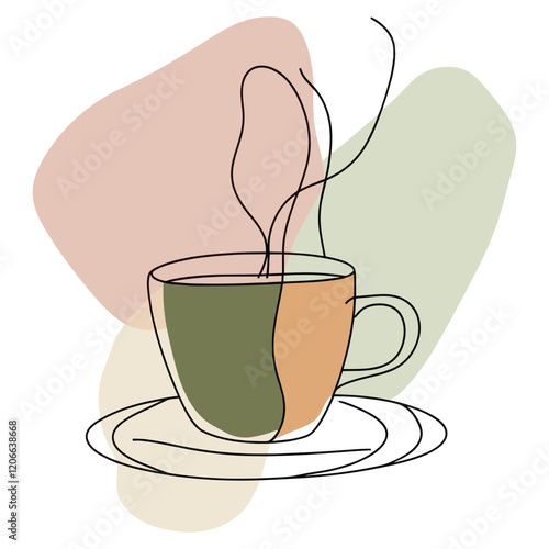 Abstract coffee line art minimalist background drawing vector