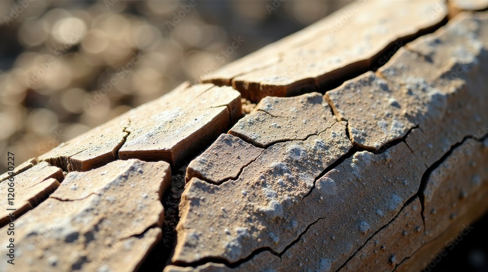 Close-up view of a weathered, cracked wooden surface revealing intricate details of its aged texture Close-up view of a weathered, cracked wooden surface revealing intricate details of its aged texture