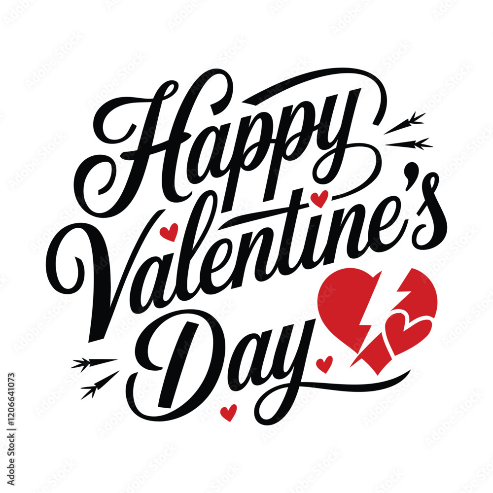 Obraz premium A Simple Happy Valentine's Day Typography Vector Design.